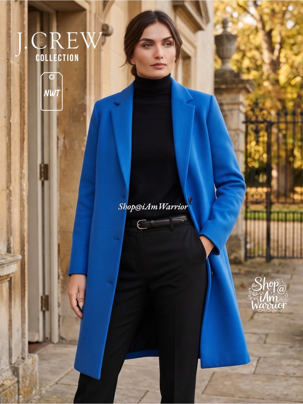 J.Crew Collection NWT sapphire blue neoprene bonded twill topcoat *iamwarrior